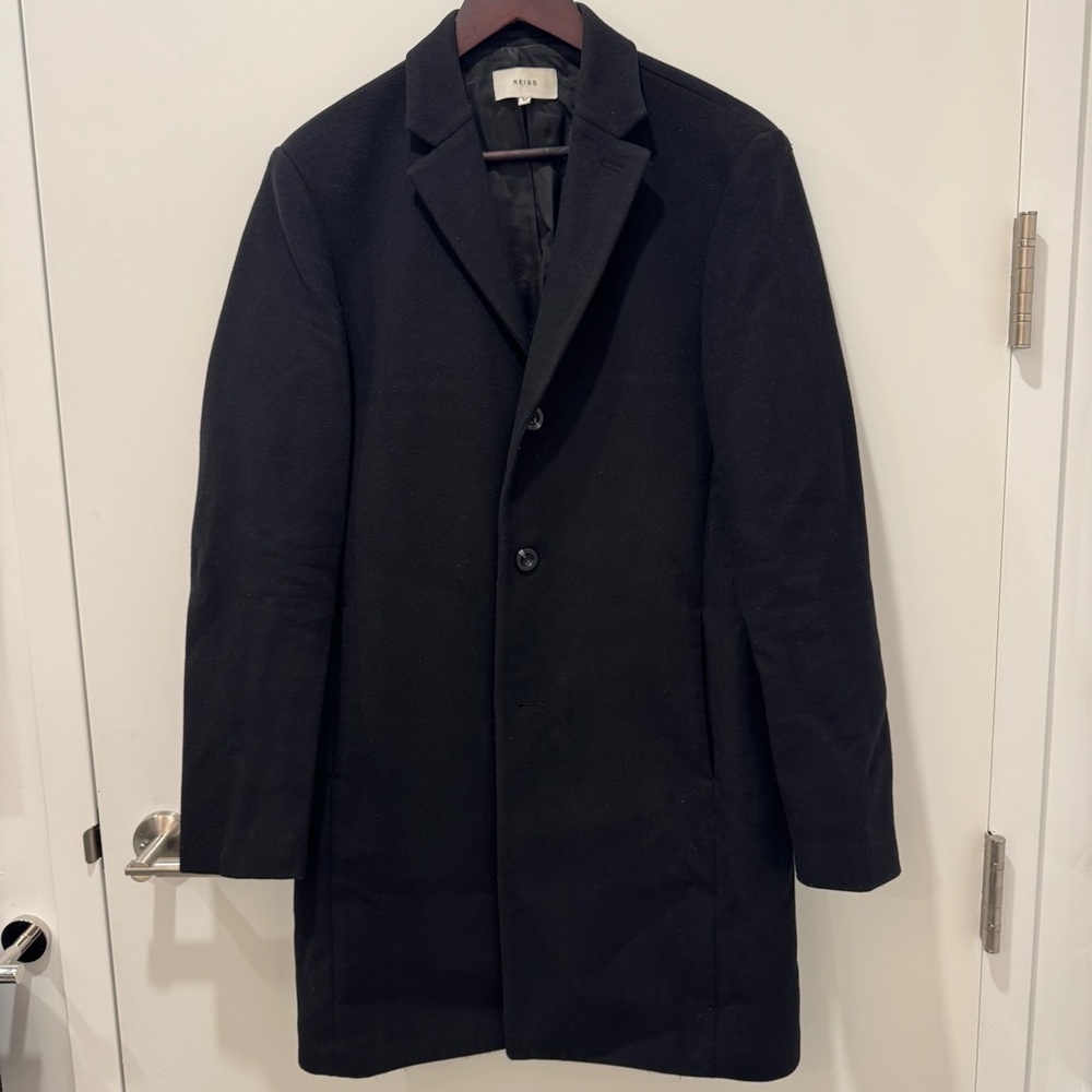 REISS Gable Overcoat - Black - Men’s Medium
